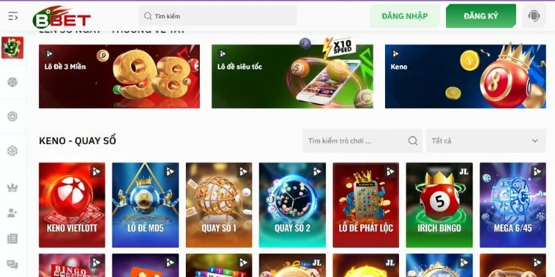 Các sảnh chơi phong phú tại BBET